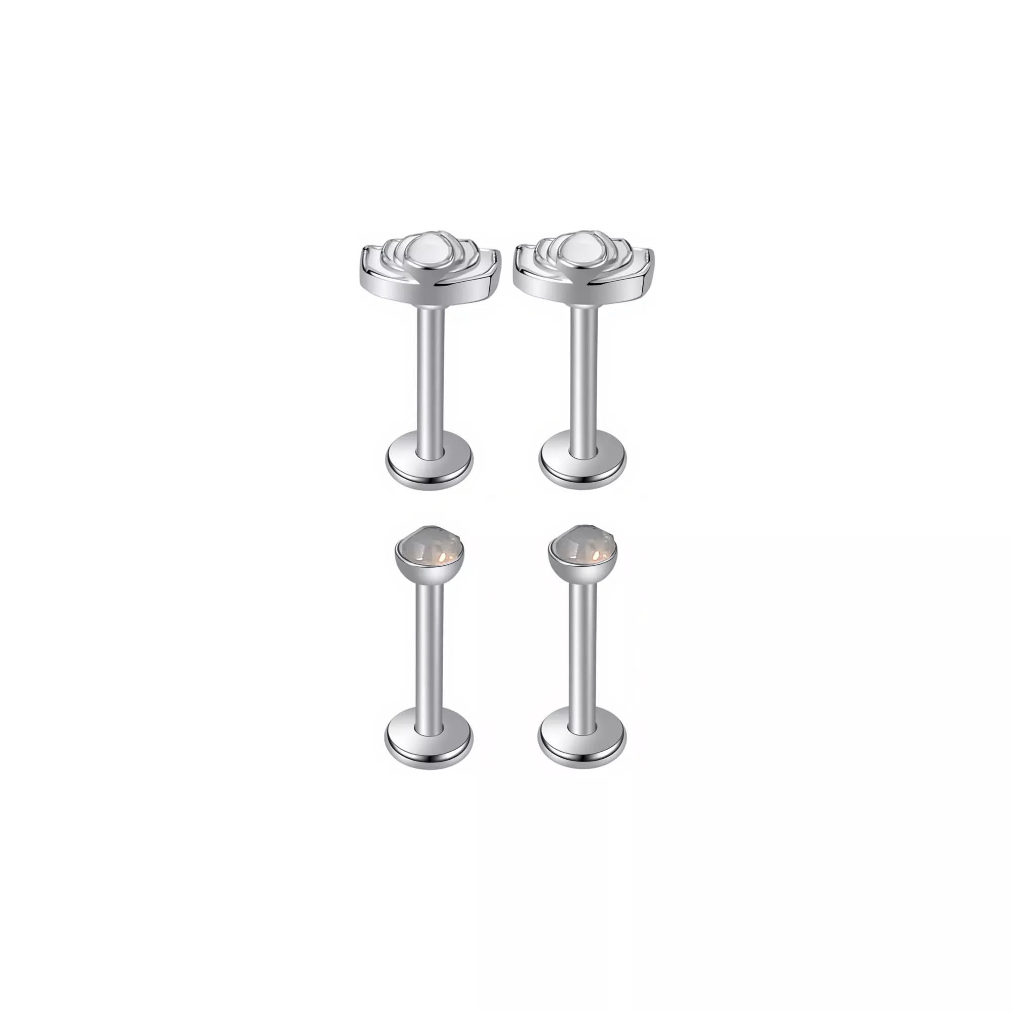 Multi-Pack Opalite Lotus Labret Lip Rings 4 Pack - 16 Gauge