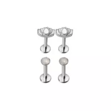 Multi-Pack Opalite Lotus Labret Lip Rings 4 Pack - 16 Gauge at Spencer's
