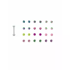 Silver-Tone Single Barbell with Peace Sign Glitter Extra Balls - 14 Gauge at Spencer's