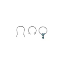 Multi-Pack Aqua CZ Butterfly Flower Titanium Septum Rings and Retainer 3 Pack - 16 Gauge at Spencer's