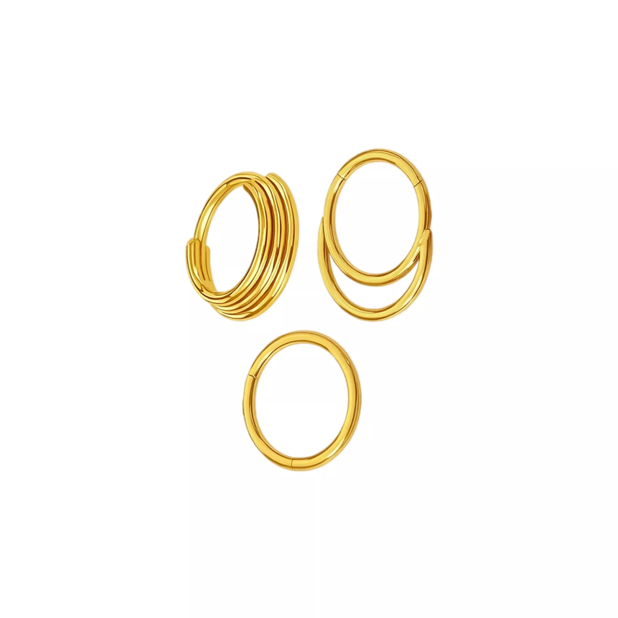 Multi-Pack Layered Gold-Tone Titanium Septum Rings 3 Pack - 16 Gauge at Spencer's