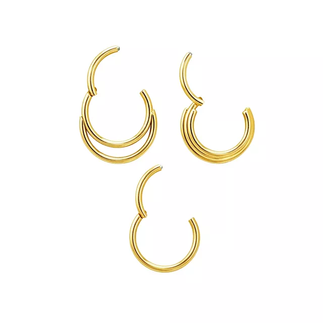 Multi-Pack Layered Gold-Tone Titanium Septum Rings 3 Pack - 16 Gauge at Spencer's