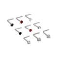 Multi-Pack ASTM F-136 Titanium CZ Black Red L-Bend Nose Rings 9 Pack - 20 Gauge at Spencer's