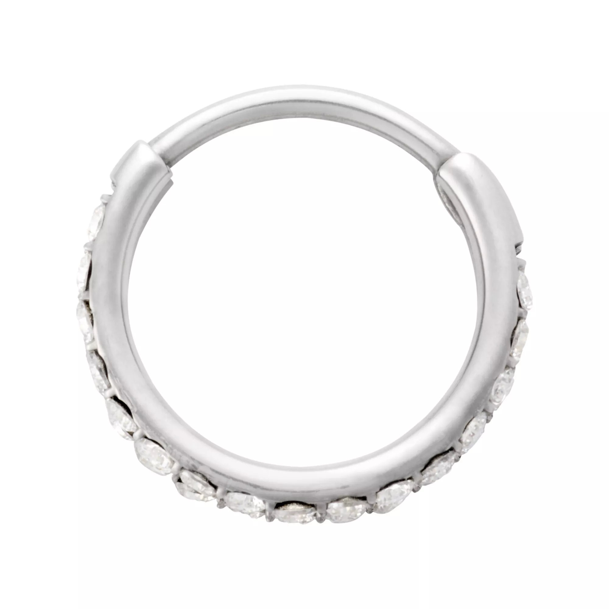 ASTM F-136 Titanium Clear CZ Silver-Plated 2-Row Hinged Hoop - 20 Gauge at Spencer's