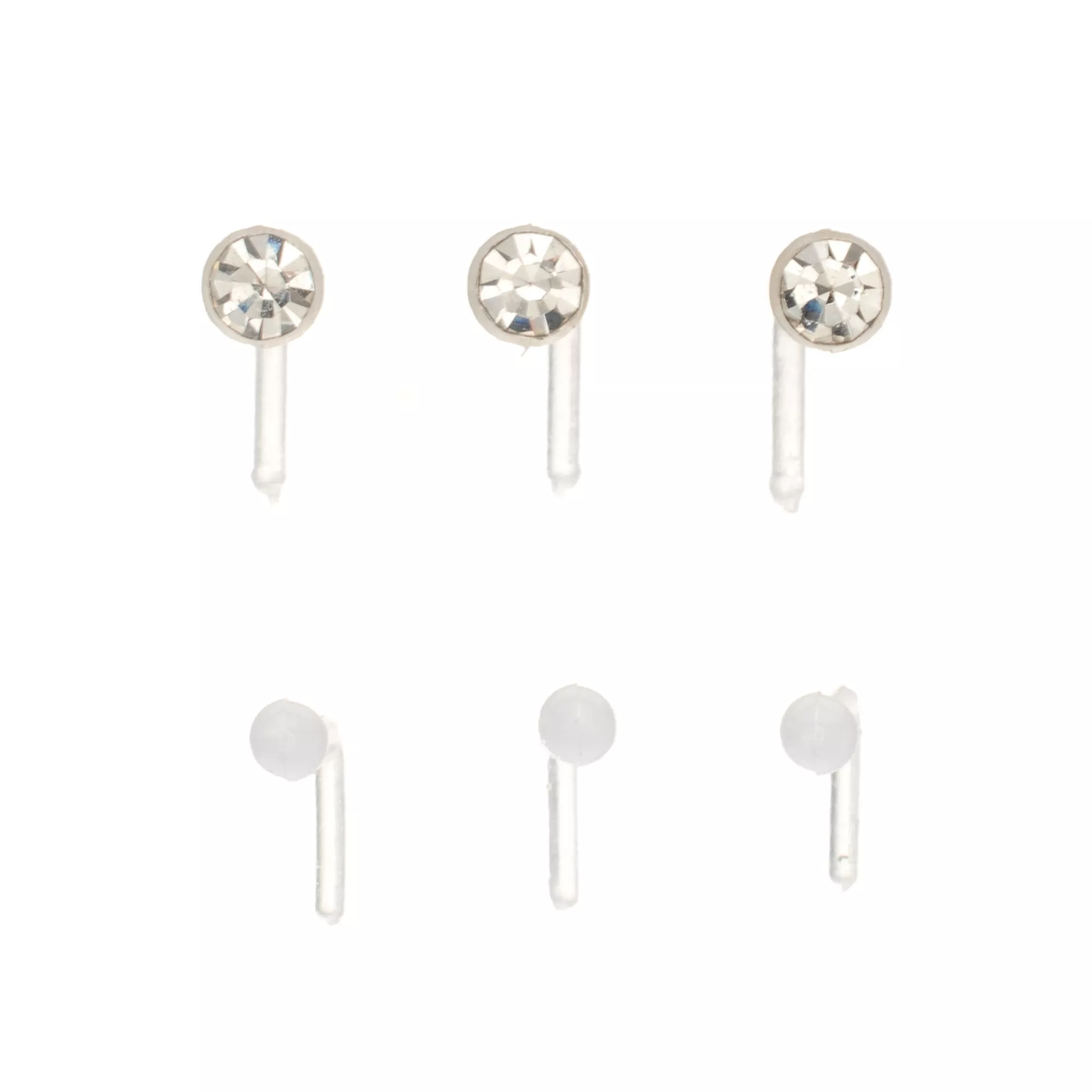 Multi-Pack Clear Crystal Bioflex L-Bend Nose Pins 6 Pack - 20 Gauge