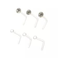 Multi-Pack Clear Crystal Bioflex L-Bend Nose Pins 6 Pack - 20 Gauge at Spencer's