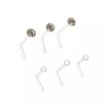 Multi-Pack Clear Crystal Bioflex L-Bend Nose Pins 6 Pack - 20 Gauge at Spencer's