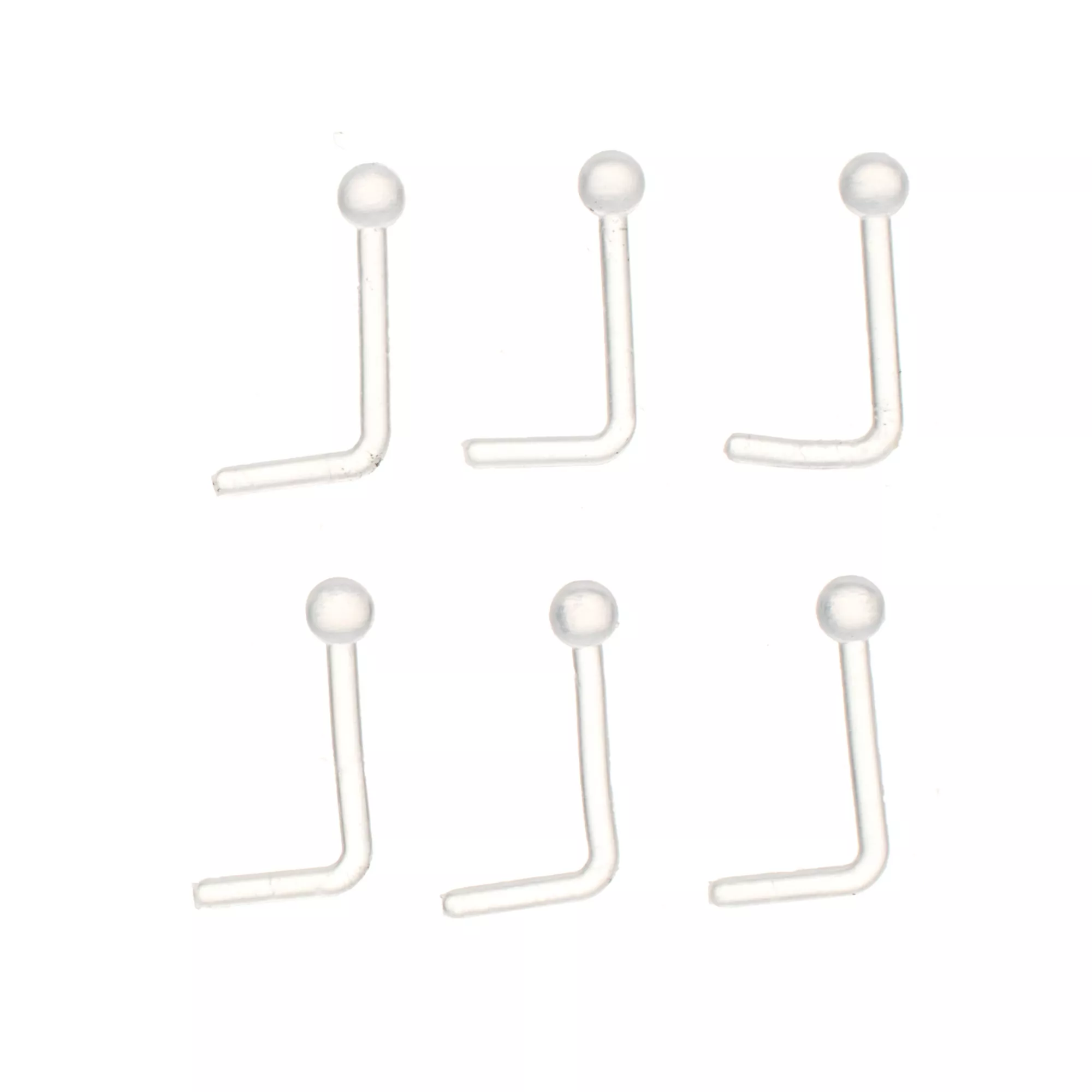 Multi-Pack Clear Bioflex Retainer L-Bend Nose Pins 6 Pack - 20 Gauge