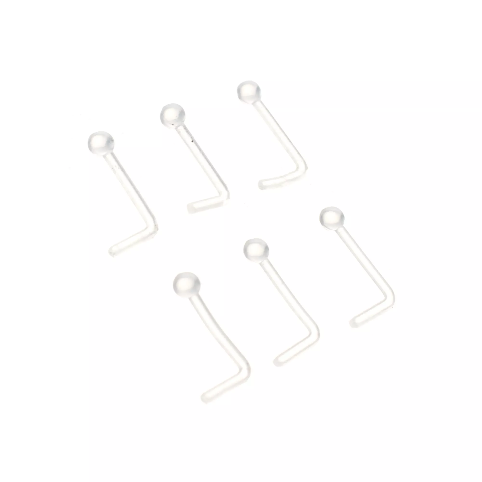 Multi-Pack Clear Bioflex Retainer L-Bend Nose Pins 6 Pack - 20 Gauge