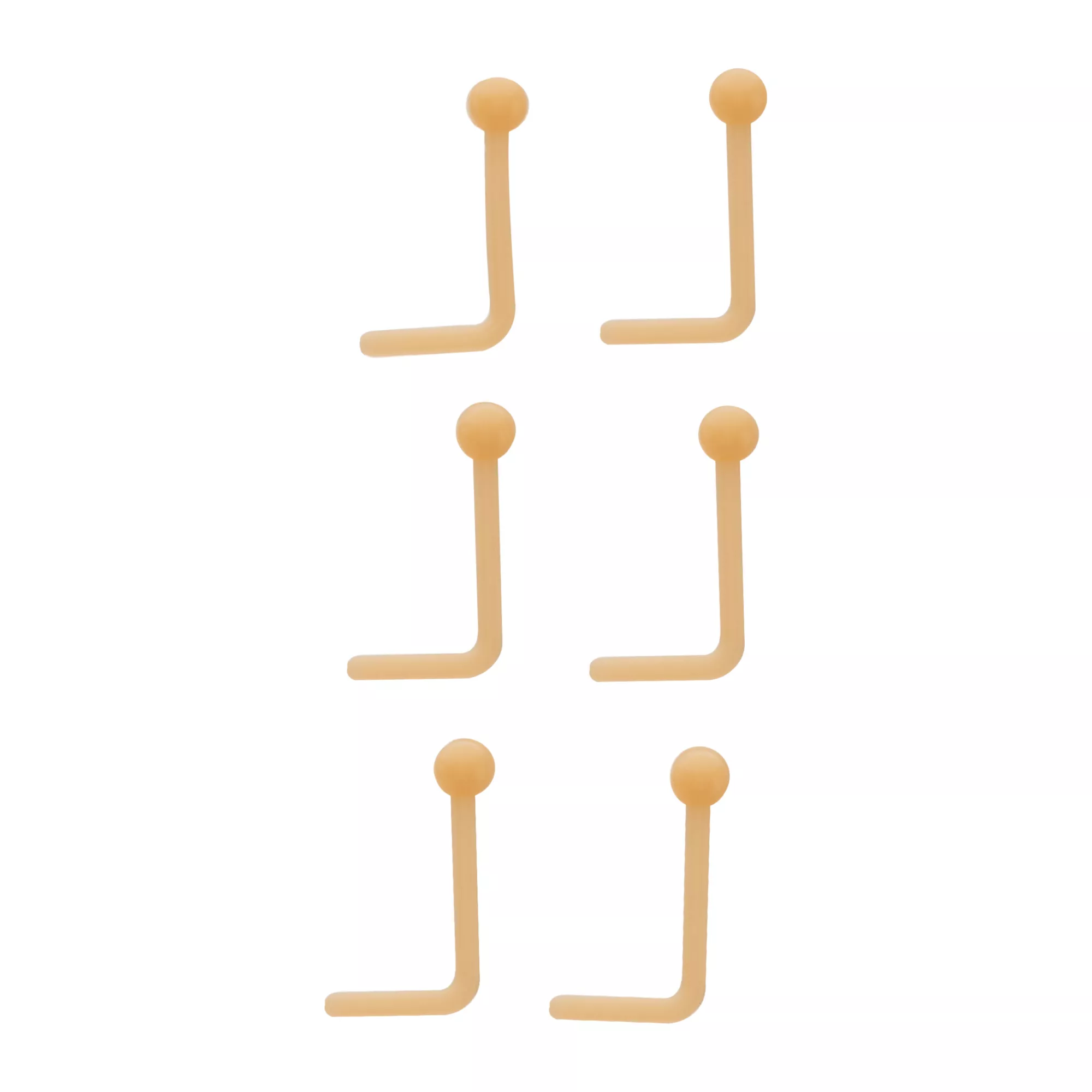 Multi-Pack Peach Bioflex L-Bend Nose Pins 6 Pack - 20 Gauge