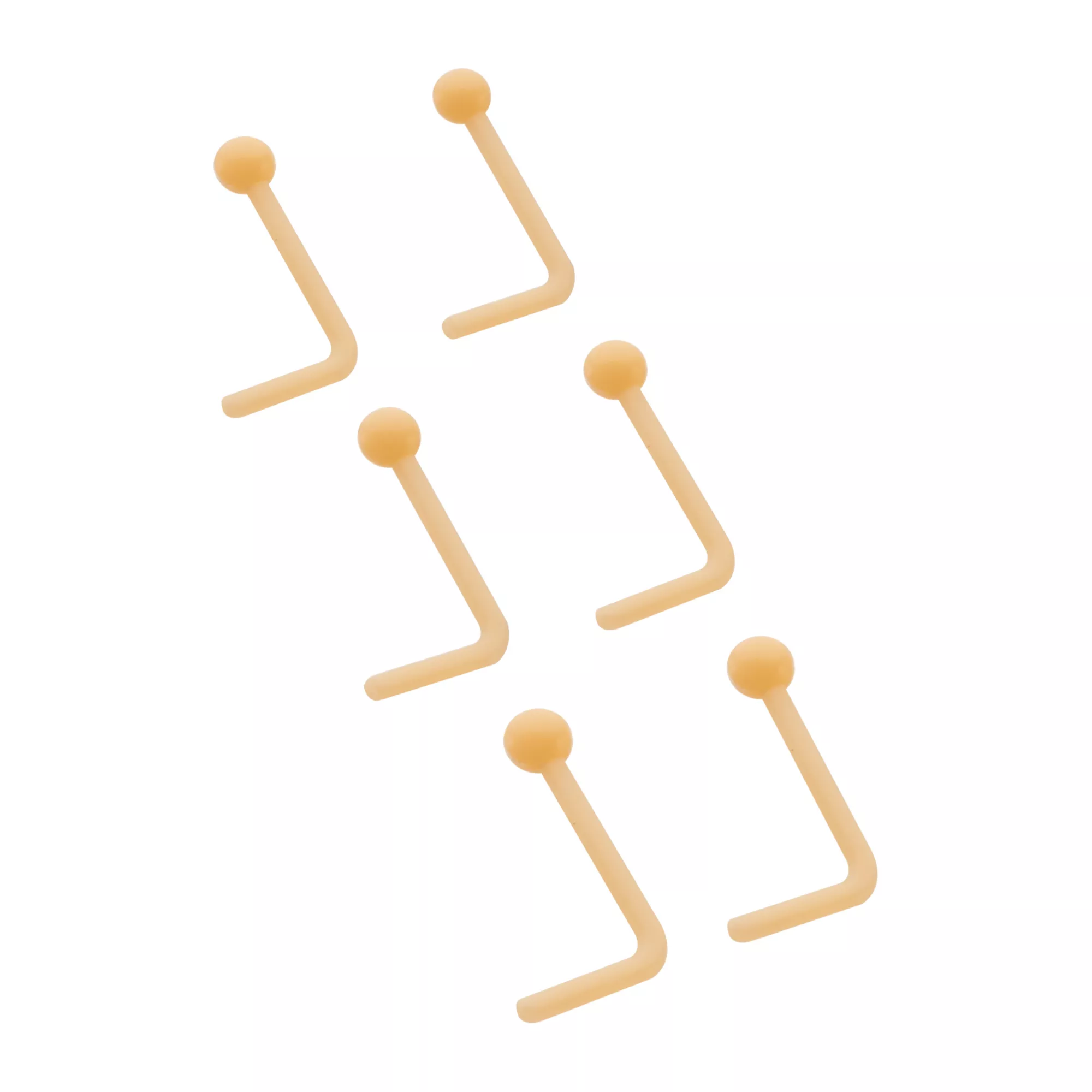 Multi-Pack Peach Bioflex L-Bend Nose Pins 6 Pack - 20 Gauge