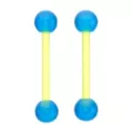 Glow in the Dark Blue Green Bioflex Nipple Barbells - 14 Gauge at Spencer's