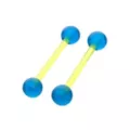 Glow in the Dark Blue Green Bioflex Nipple Barbells - 14 Gauge at Spencer's