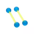 Glow in the Dark Blue Green Bioflex Nipple Barbells - 14 Gauge at Spencer's