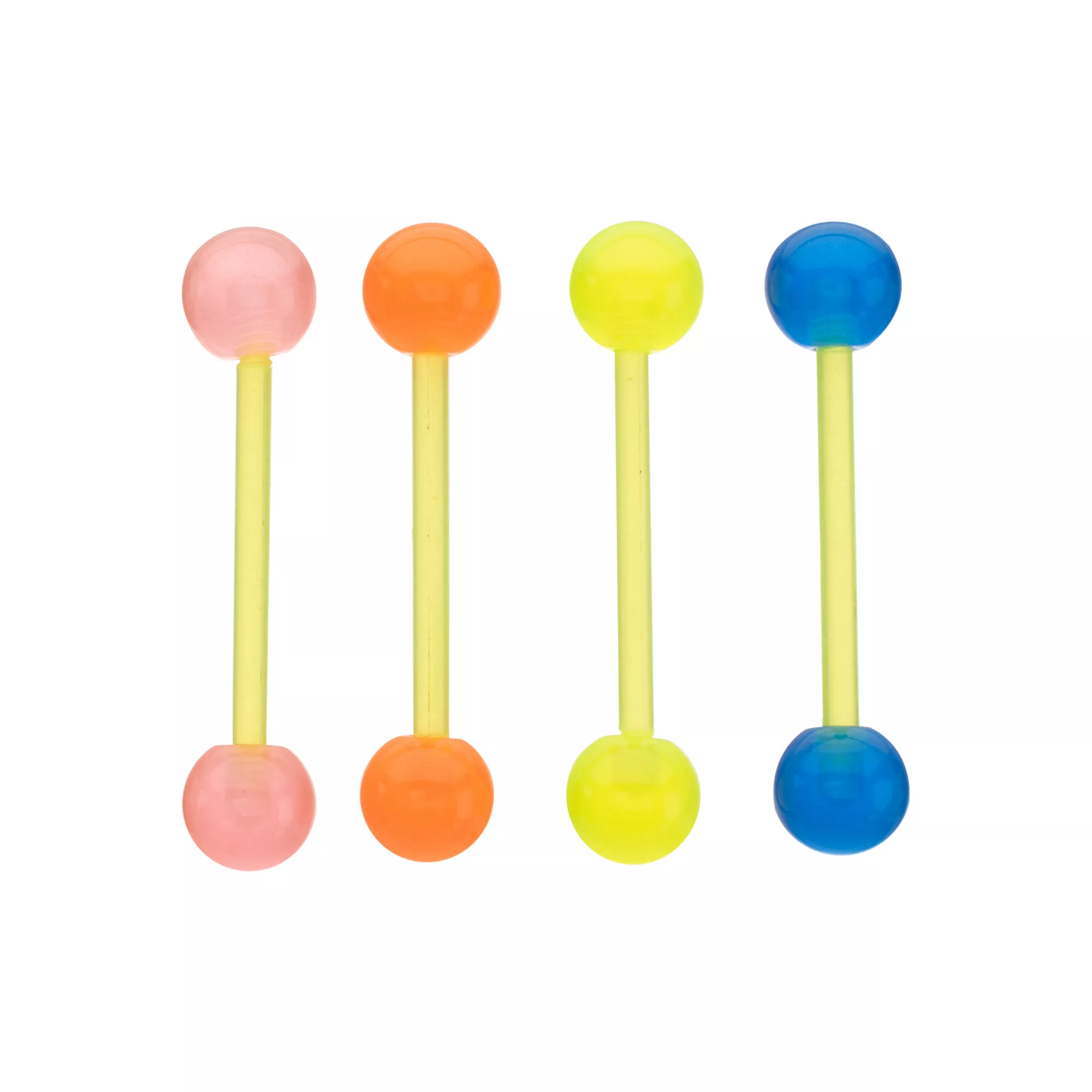 Multi-Pack Glow in the Dark Bioflex Multicolor Barbells 4 Pack - 14 Gauge