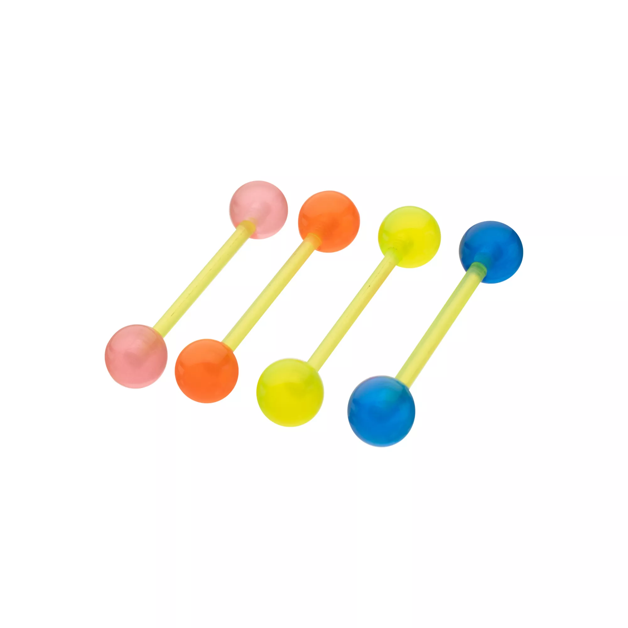 Multi-Pack Glow in the Dark Bioflex Multicolor Barbells 4 Pack - 14 Gauge