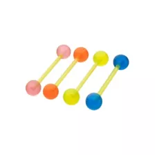 Multi-Pack Glow in the Dark Bioflex Multicolor Barbells 4 Pack - 14 Gauge at Spencer's