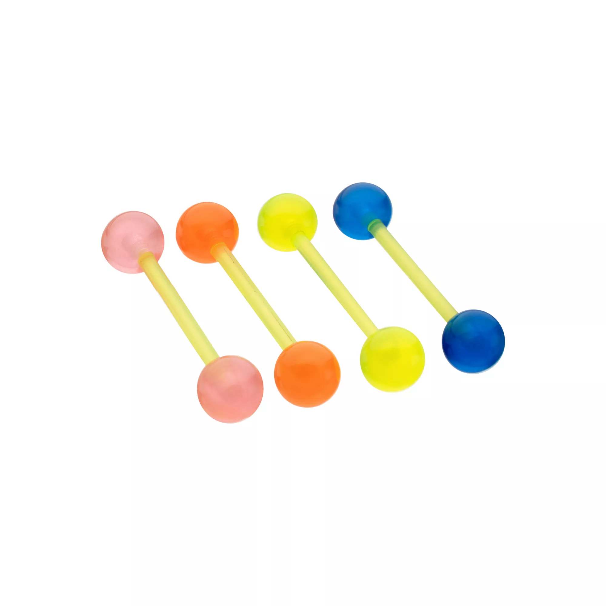 Multi-Pack Glow in the Dark Bioflex Multicolor Barbells 4 Pack - 14 Gauge