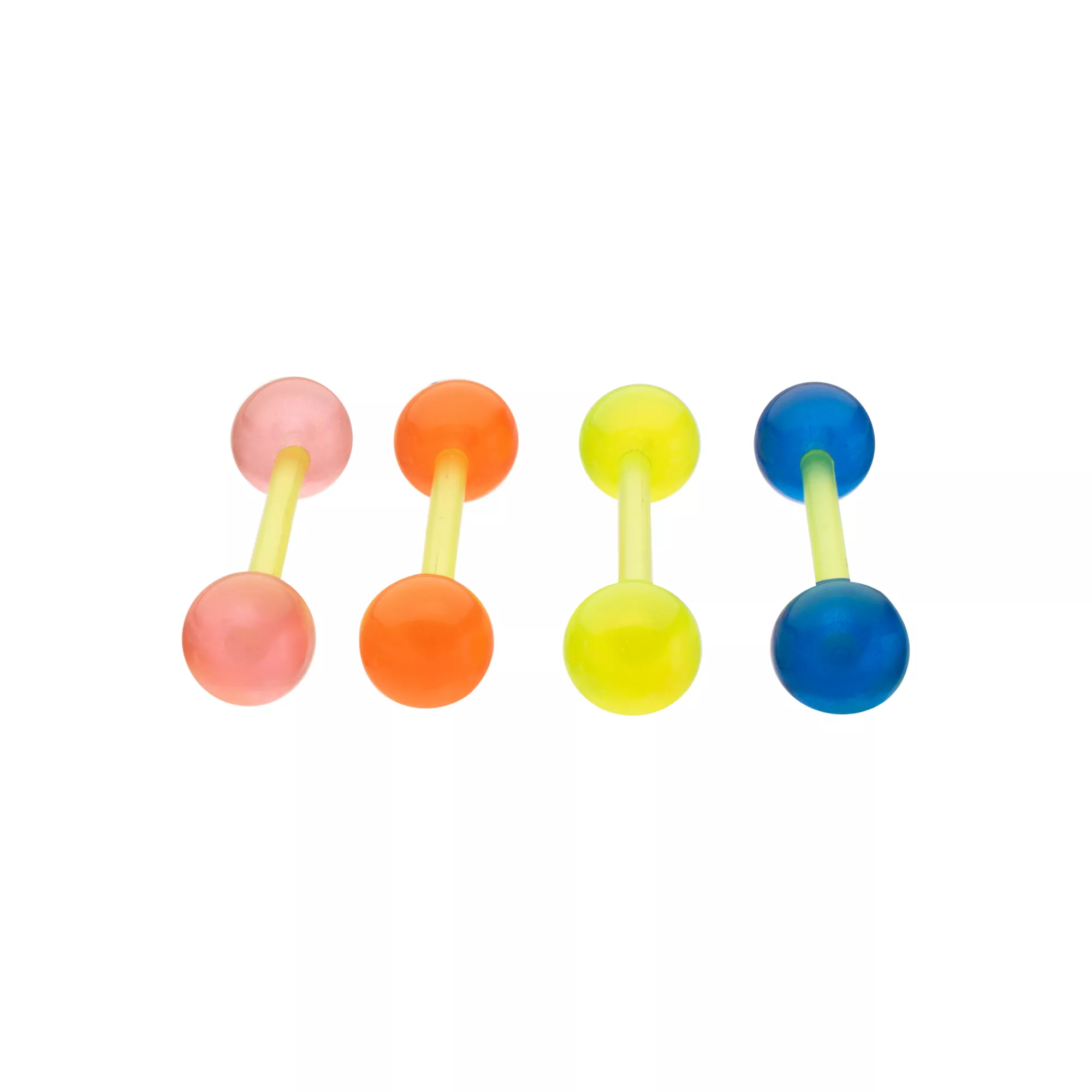 Multi-Pack Glow in the Dark Bioflex Multicolor Barbells 4 Pack - 14 Gauge