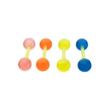 Multi-Pack Glow in the Dark Bioflex Multicolor Barbells 4 Pack - 14 Gauge at Spencer's