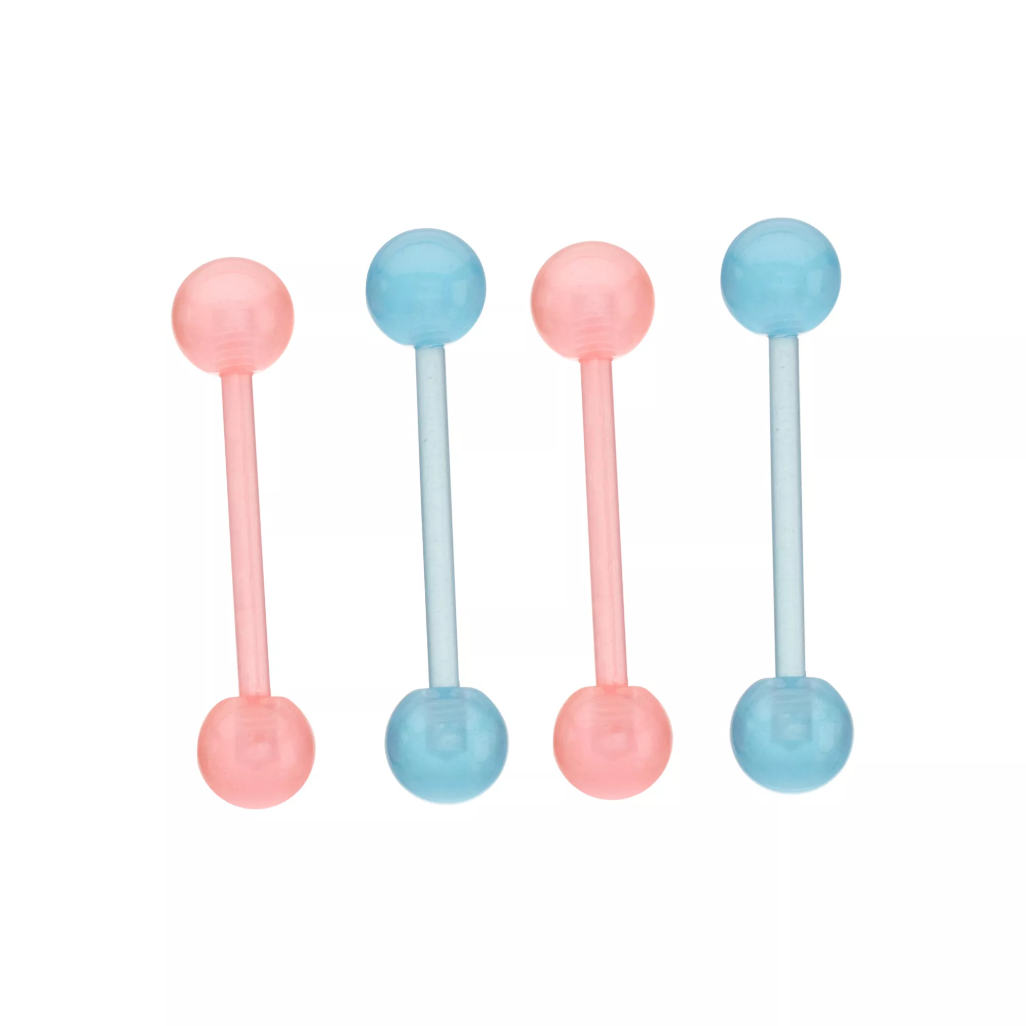 Multi-Pack Glow in the Dark Bioflex Pink and Blue Barbells 4 Pack - 14 Gauge