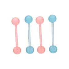 Multi-Pack Glow in the Dark Bioflex Pink and Blue Barbells 4 Pack - 14 Gauge at Spencer's