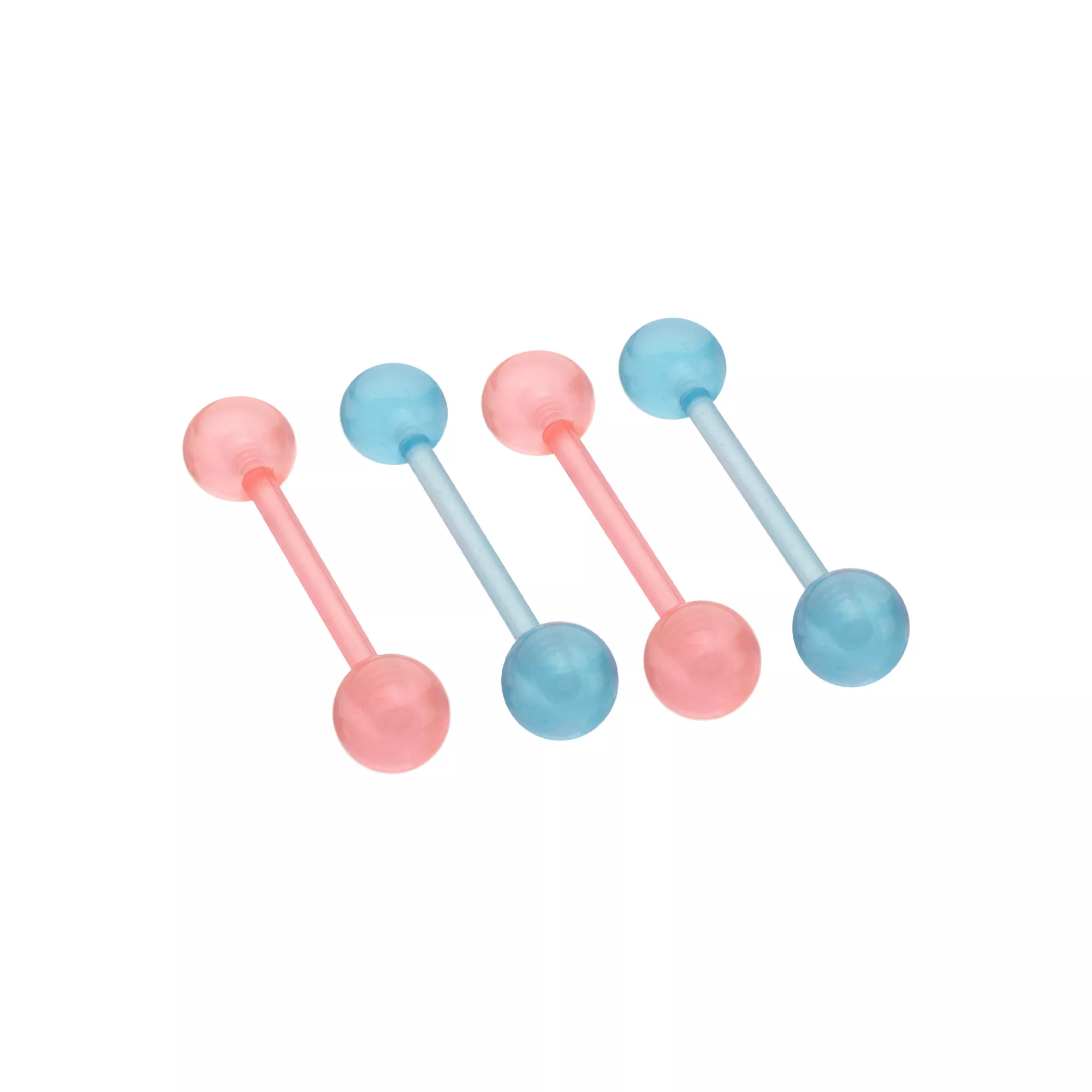 Multi-Pack Glow in the Dark Bioflex Pink and Blue Barbells 4 Pack - 14 Gauge