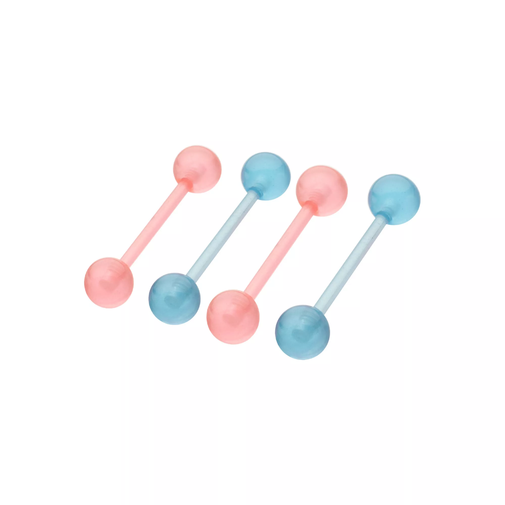 Multi-Pack Glow in the Dark Bioflex Pink and Blue Barbells 4 Pack - 14 Gauge at Spencer's