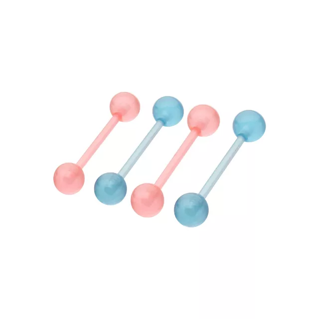 Multi-Pack Glow in the Dark Bioflex Pink and Blue Barbells 4 Pack - 14 Gauge at Spencer's