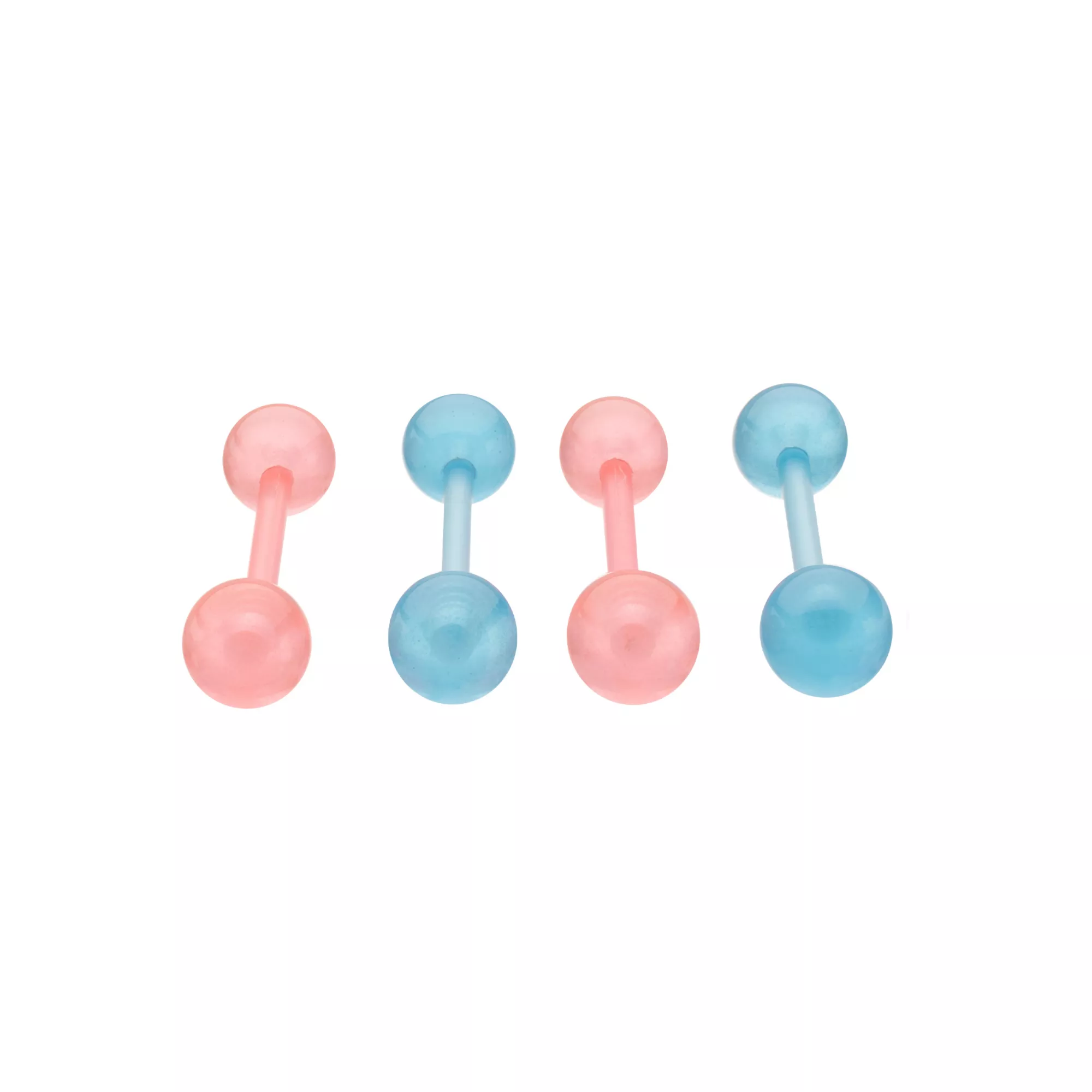 Multi-Pack Glow in the Dark Bioflex Pink and Blue Barbells 4 Pack - 14 Gauge at Spencer's