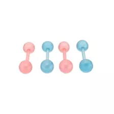Multi-Pack Glow in the Dark Bioflex Pink and Blue Barbells 4 Pack - 14 Gauge at Spencer's