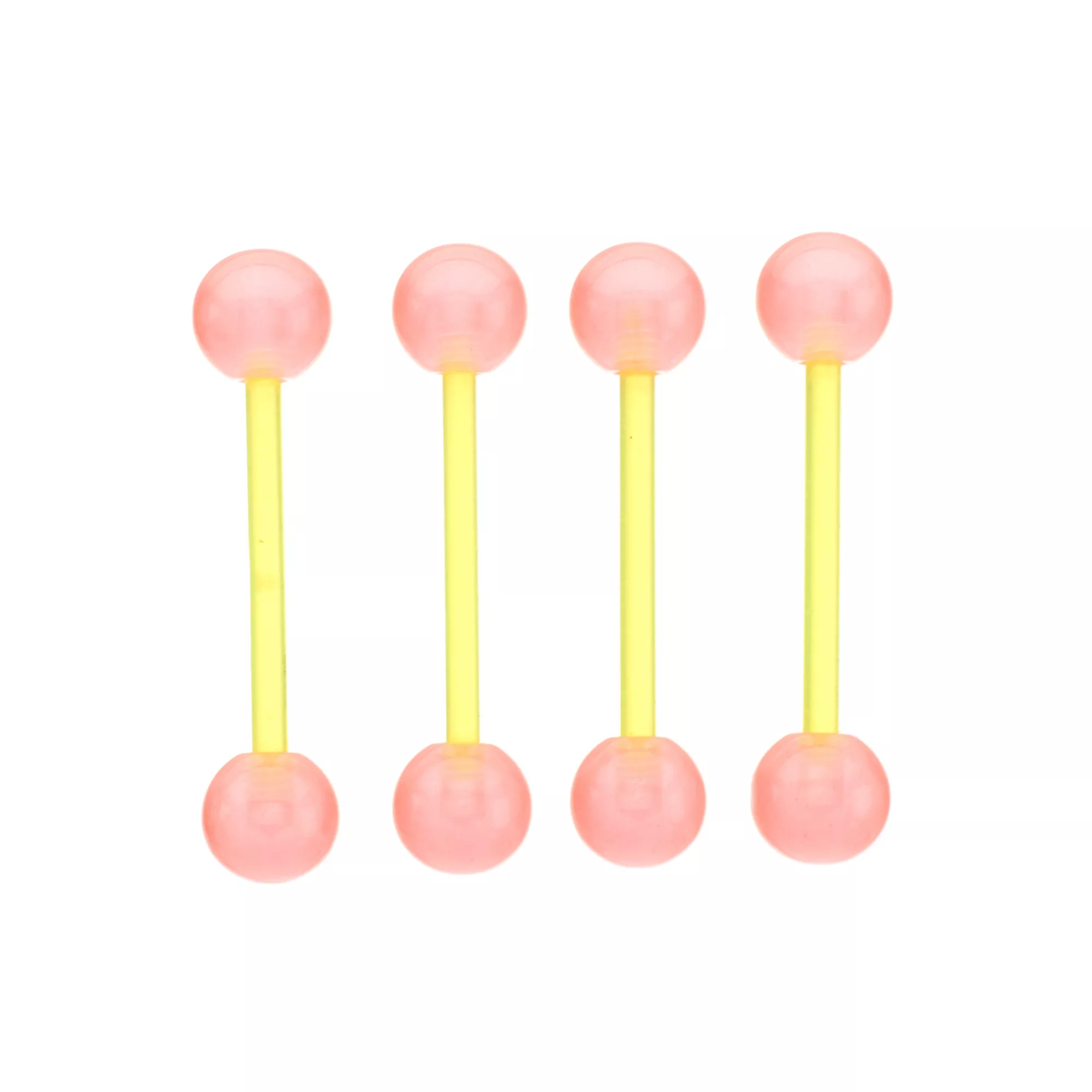 Multi-Pack Yellow and Pink Glow in the Dark Bioflex Barbells 4 Pack – 14 Gauge