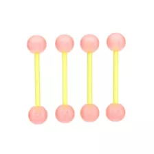 Multi-Pack Yellow and Pink Glow in the Dark Bioflex Barbells 4 Pack – 14 Gauge at Spencer's