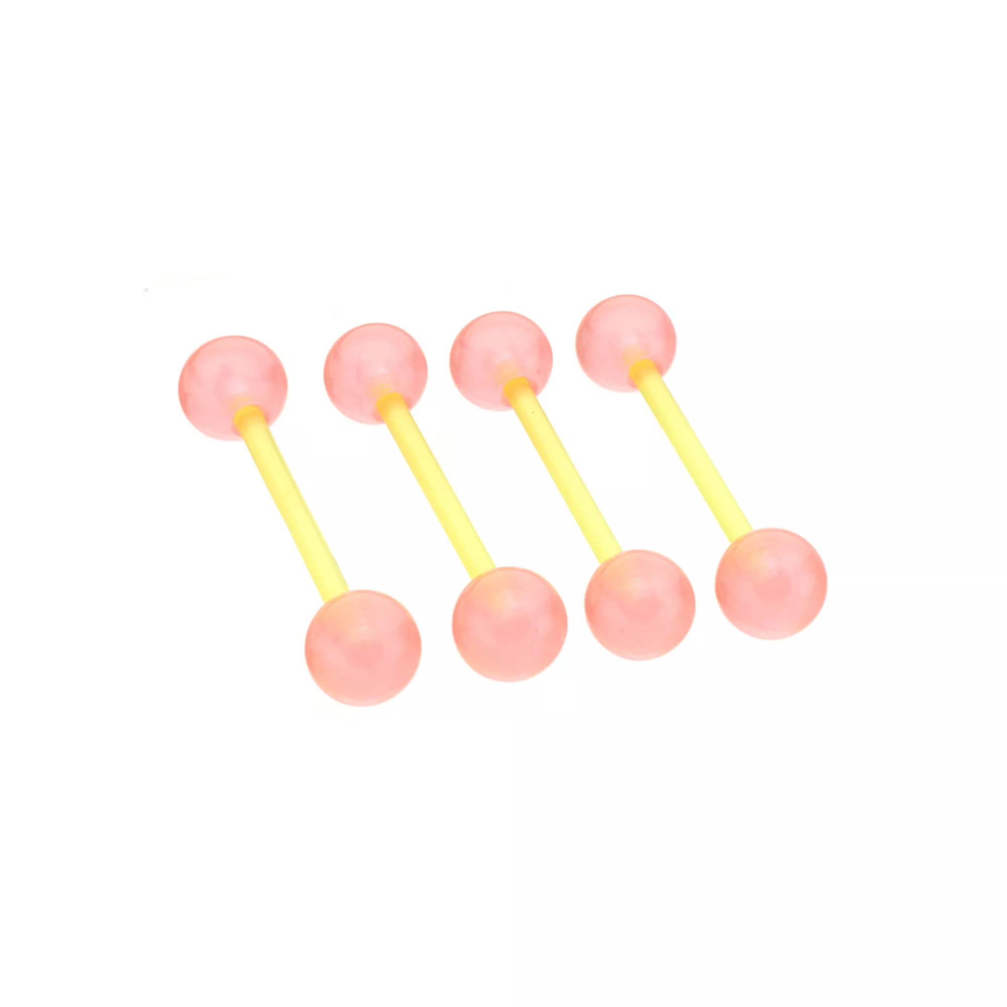 Multi-Pack Yellow and Pink Glow in the Dark Bioflex Barbells 4 Pack – 14 Gauge
