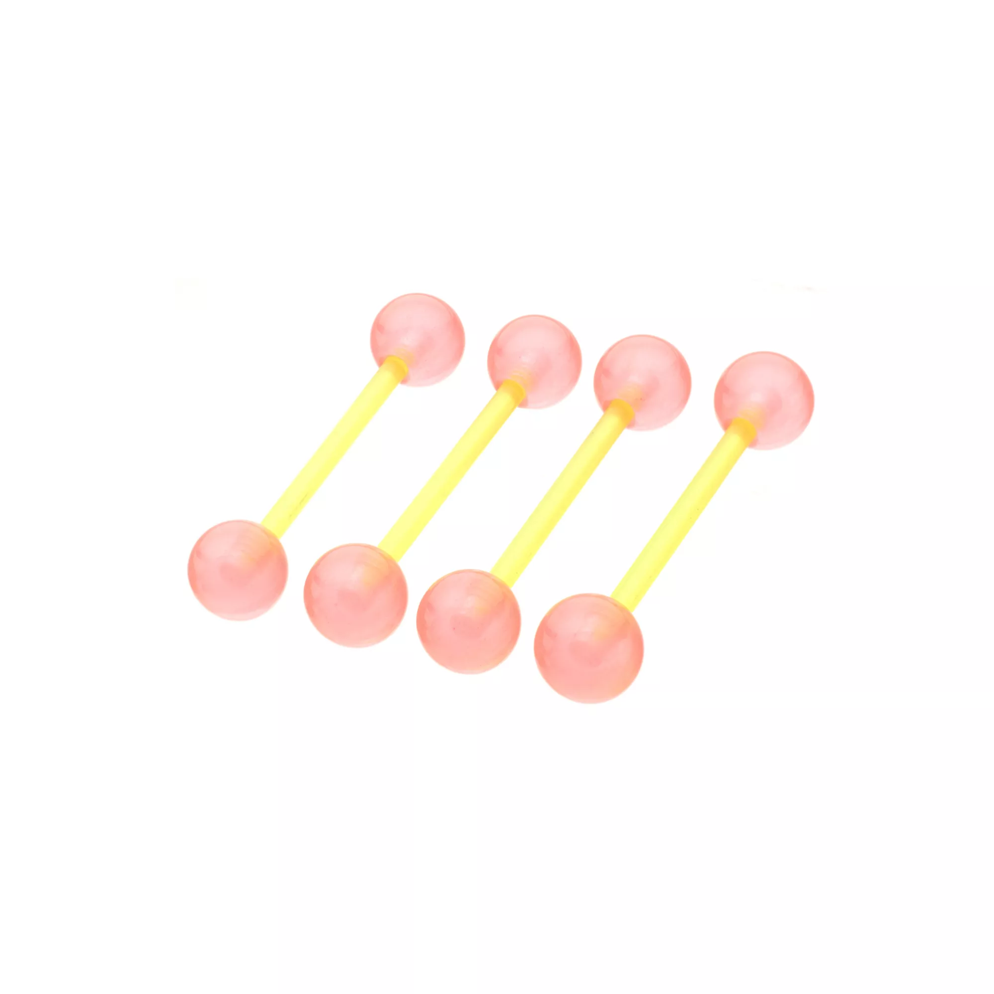 Multi-Pack Yellow and Pink Glow in the Dark Bioflex Barbells 4 Pack – 14 Gauge