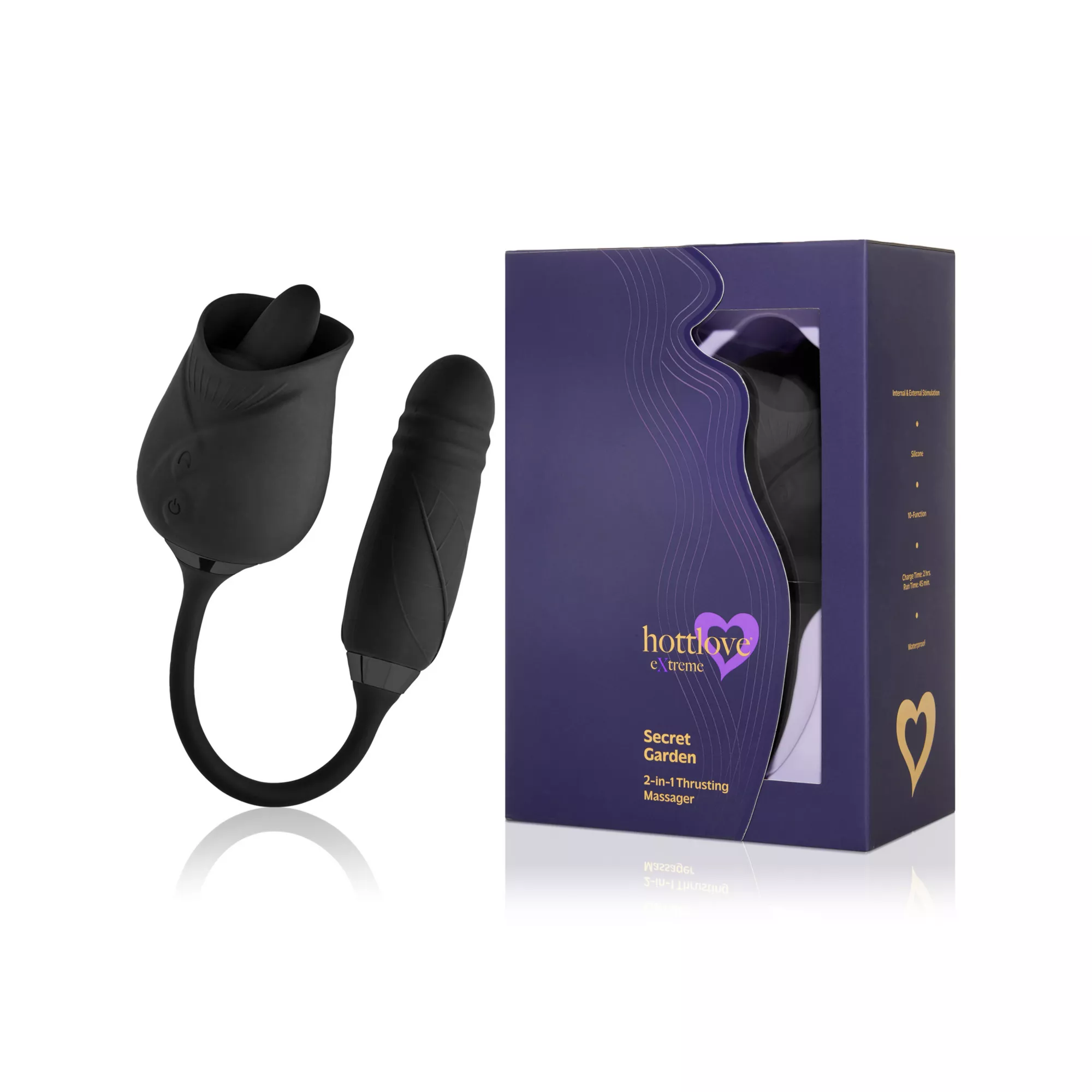 Black Secret Garden 2 in 1 Thrusting Massager - Hott Love Extreme at Spencer's
