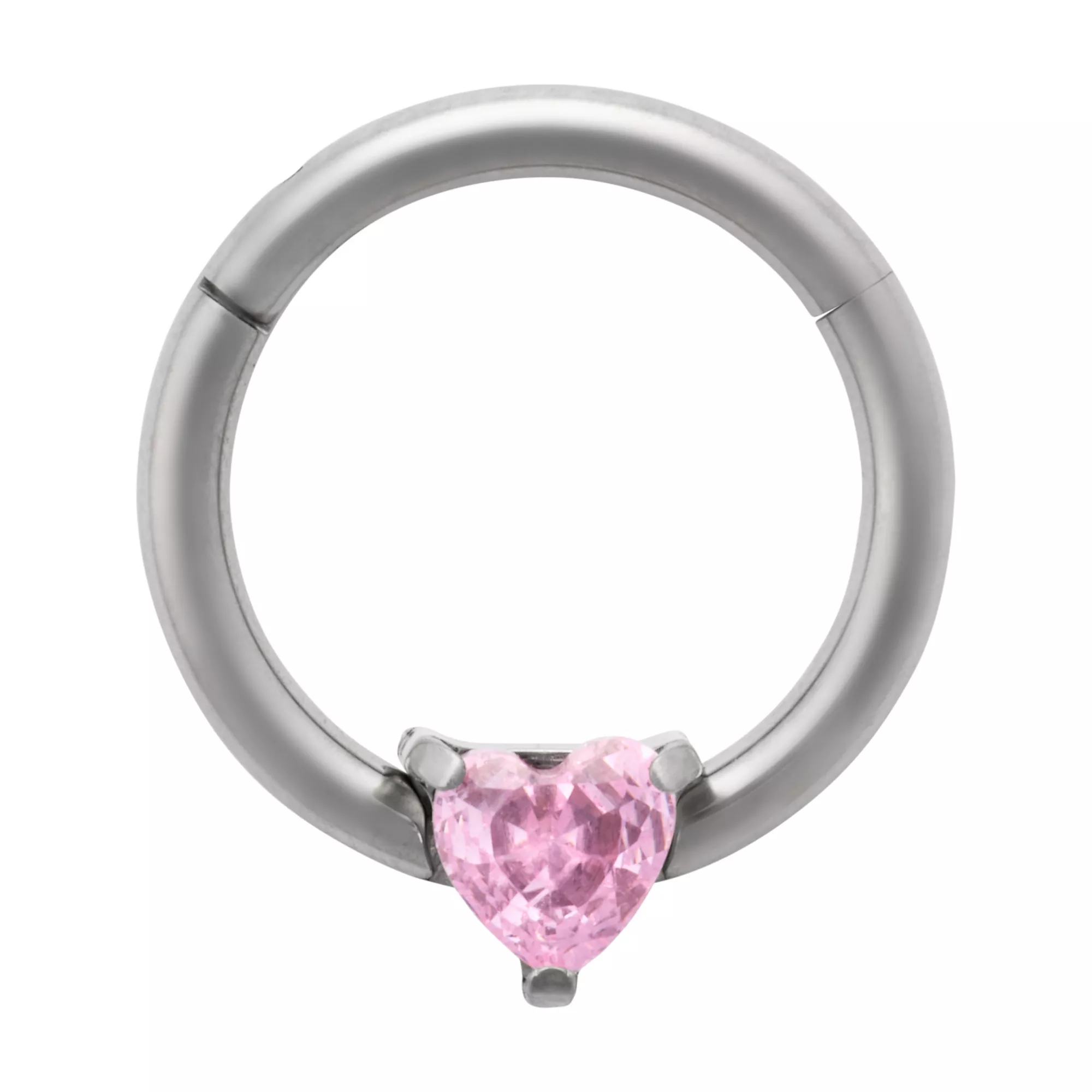 ASTM F-136 Titanium Heart CZ Hinged Septum Ring - 16 Gauge at Spencer's
