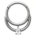 ASTM F-136 Titanium CZ Double Bar Hinged Septum Ring - 16 Gauge at Spencer's