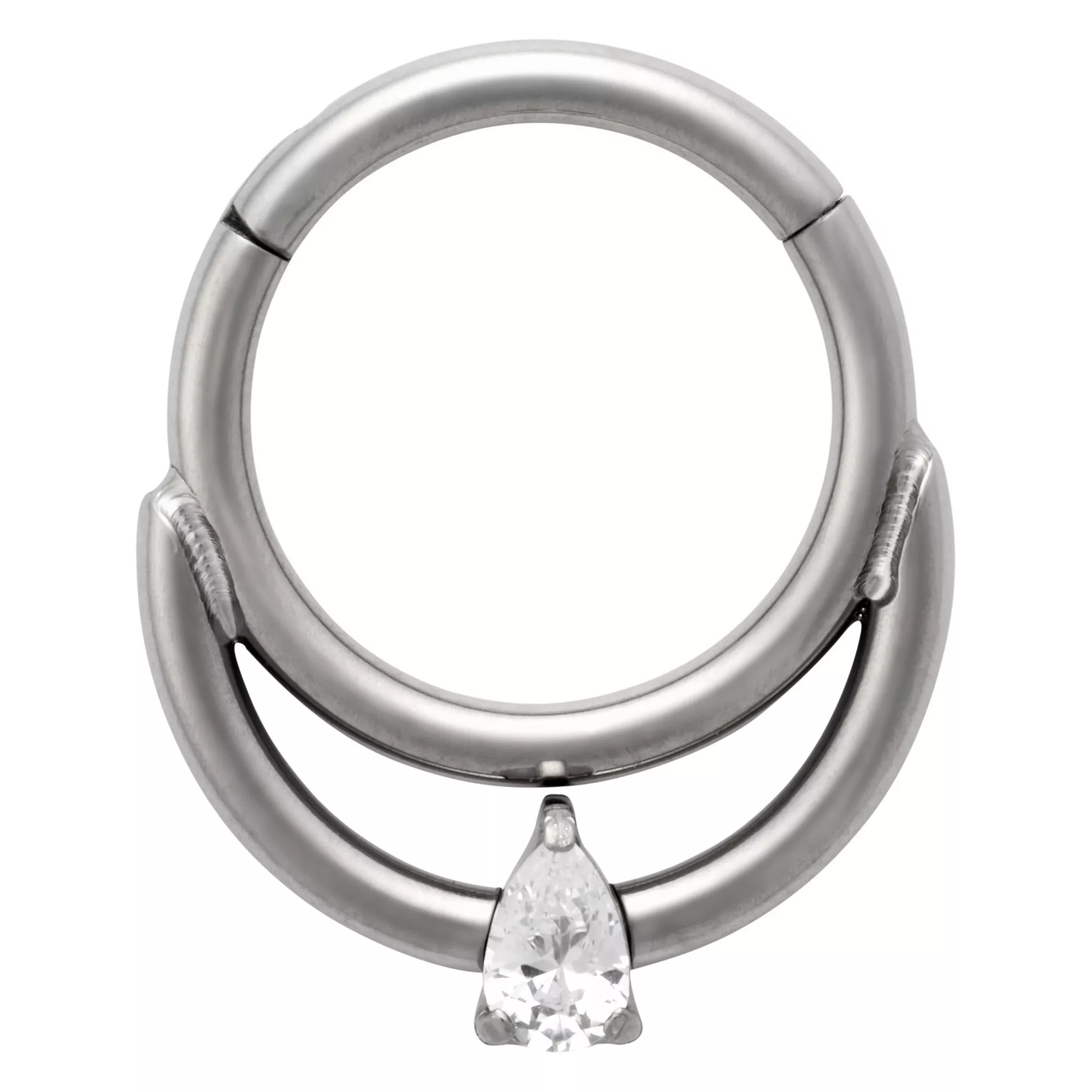 ASTM F-136 Titanium CZ Double Bar Hinged Septum Ring - 16 Gauge at Spencer's