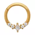 ASTM F-136 Titanium Rhombus CZ Gold-Plated Hinged Septum Ring - 16 Gauge at Spencer's