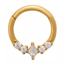 ASTM F-136 Titanium Rhombus CZ Gold-Plated Hinged Septum Ring - 16 Gauge at Spencer's