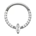 ASTM F-136 Titanium Oval CZ Hinged Septum Ring - 16 Gauge at Spencer's