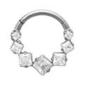 ASTM F-136 Titanium Square CZ Hinged Septum Ring - 16 Gauge at Spencer's
