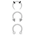 Multi-Pack ASTM F-136 Titanium Pave CZ Septum Rings 3 Pack - 16 Gauge at Spencer's