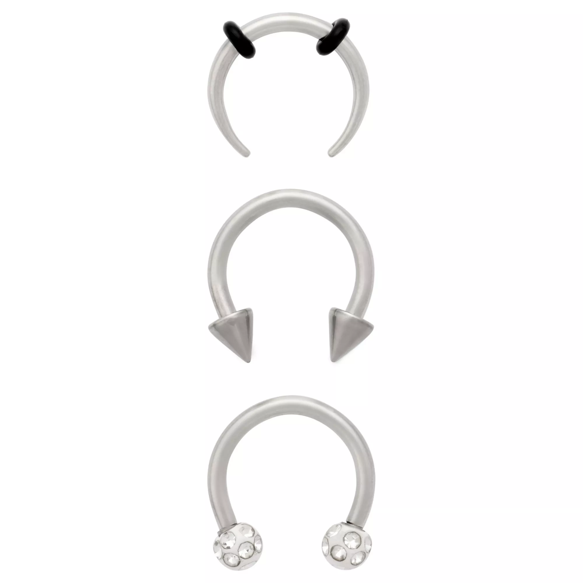 Multi-Pack ASTM F-136 Titanium Pave CZ Septum Rings 3 Pack - 16 Gauge at Spencer's