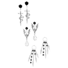 Multi-Pack Snake, Bat, and  Spike Dangle Earrings - 3 Pair at Spencer's