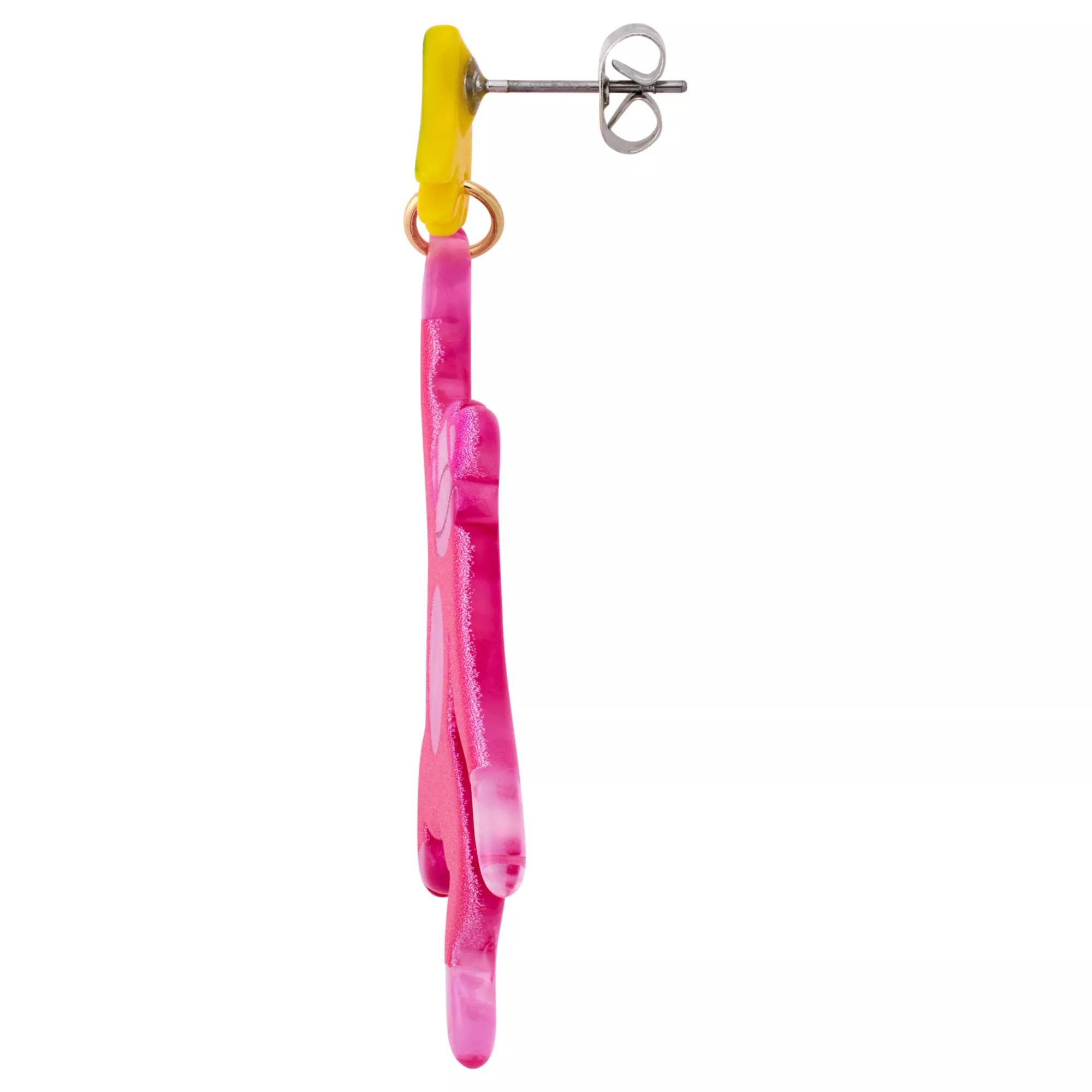 Pink Monkey and Banana Dangle Earrings