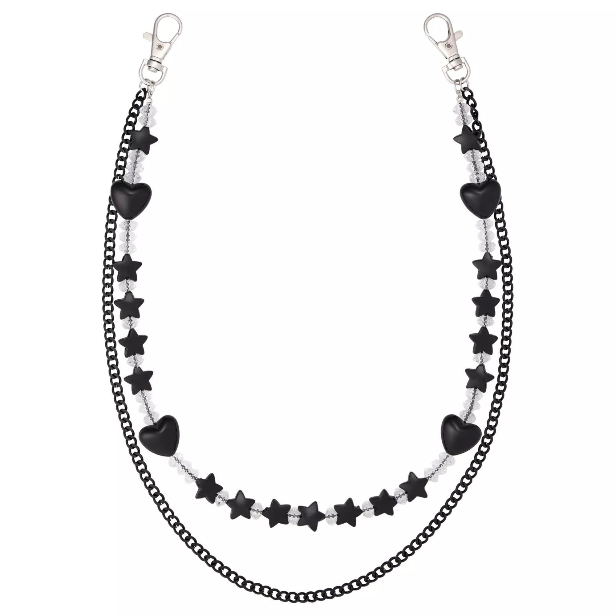 2-Row Black Heart Star Wallet Chain at Spencer's