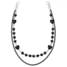 2-Row Black Heart Star Wallet Chain at Spencer's