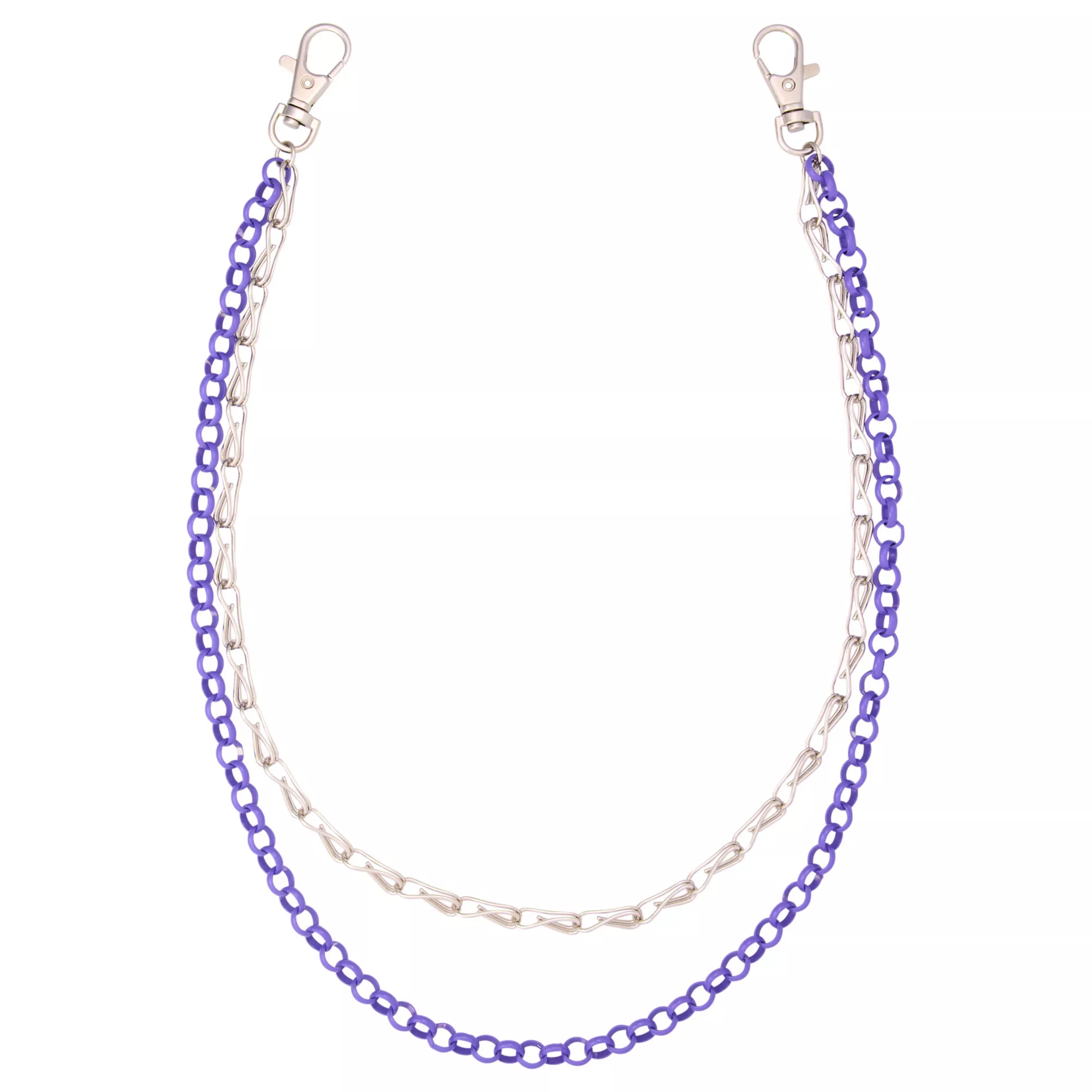 2-Row Purple and Silver-Tone Link Wallet Chain
